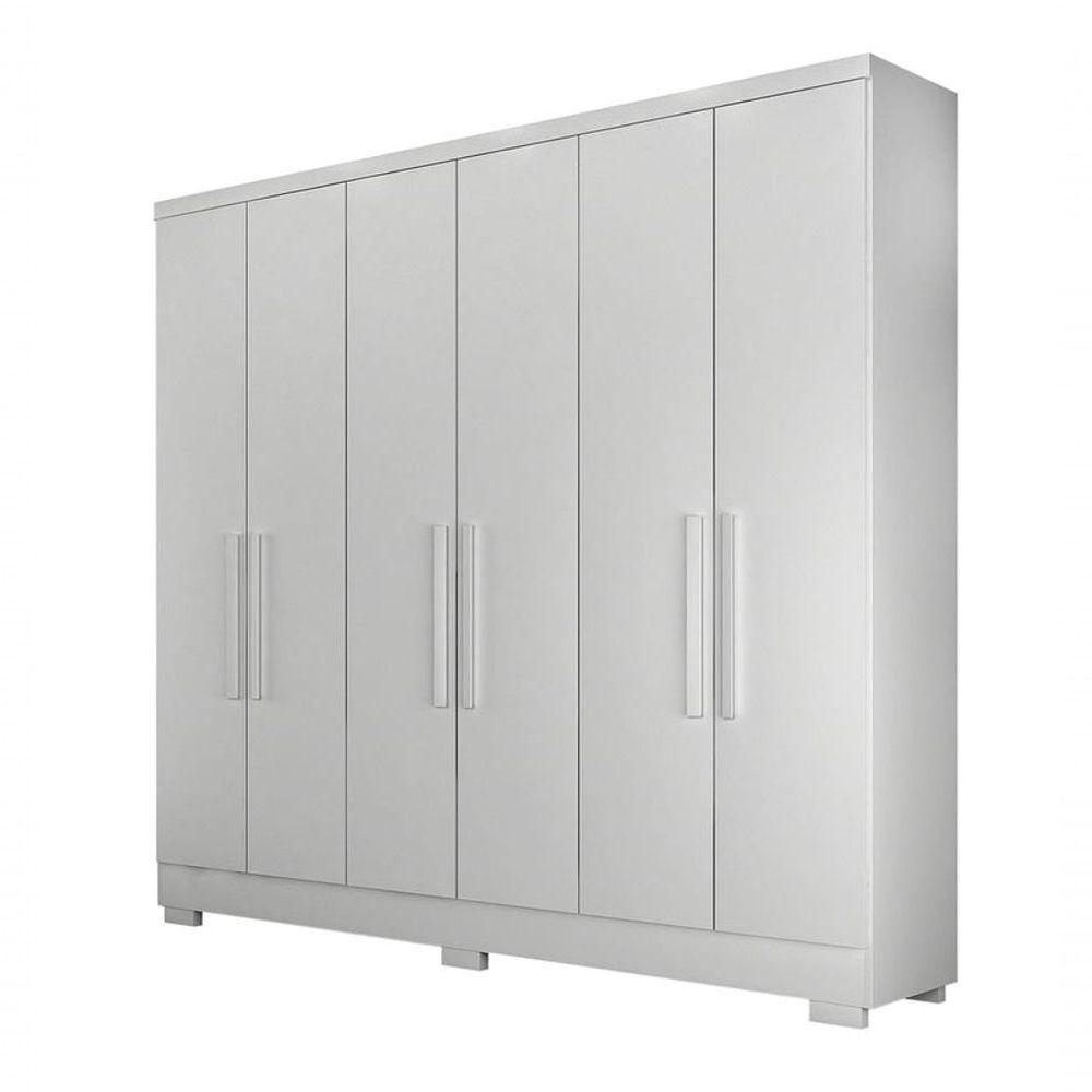 Guarda Roupa Solteiro Com Pés 6 Portas 4 Gavetas - Milly-branco - Móveis Novo Horizonte - 2