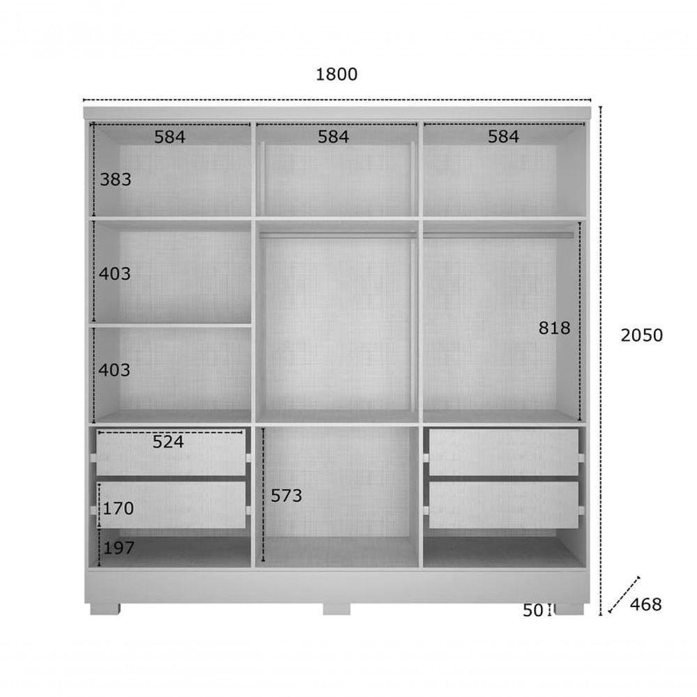 Guarda Roupa Solteiro Com Pés 6 Portas 4 Gavetas - Milly-branco - Móveis Novo Horizonte - 4