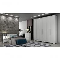 Guarda Roupa Solteiro Com Pés 6 Portas 4 Gavetas - Milly-branco - Móveis Novo Horizonte - 1