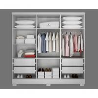 Guarda Roupa Solteiro Com Pés 6 Portas 4 Gavetas - Milly-branco - Móveis Novo Horizonte - 3