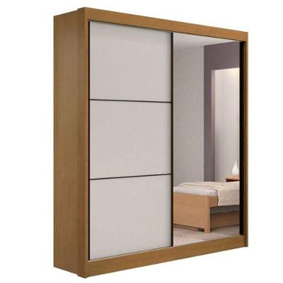 Guarda Roupa Solteiro Athenas 2 Portas de Correr 3 Gavetas cinamomo-off White MDF