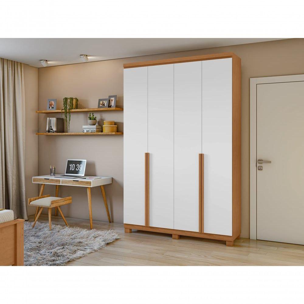 Guarda-roupas 4 Portas 2 Gavetas 100% Mdf Alonzo Sem Espelho E Com Pés - Lopas Amendoa Clean-branco - 2