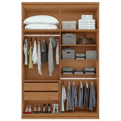 Guarda Roupa Solteiro Alonzo 4 Portas Bater 2 Gavetas Amendoa Clean MDF