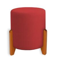 Puff Orgânico Boucle Thor Com Pés De Madeira Vermelho - 1