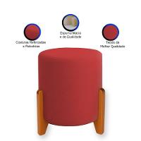 Puff Orgânico Boucle Thor Com Pés De Madeira Vermelho - 3