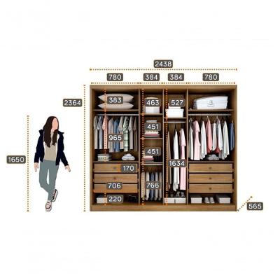Guarda Roupa Casal Rizon Plus 6 Portas com Espelho 6 Gavetas Cumaru MDF
