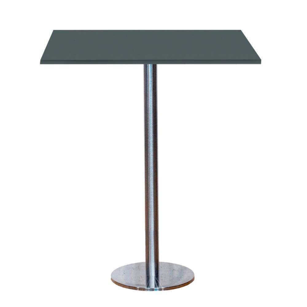 Mesa Pisa Beta Bistrô Fratini 107,50cm (a) Disco Redondo Inox Tampo Mdp Quadrado Grafito 70cm (l) - 1