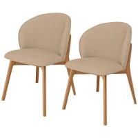 Kit 02 Cadeiras De Jantar E Estar Living Estofada Mia L02 Linho Bege Escuro - Lyam Decor - 1