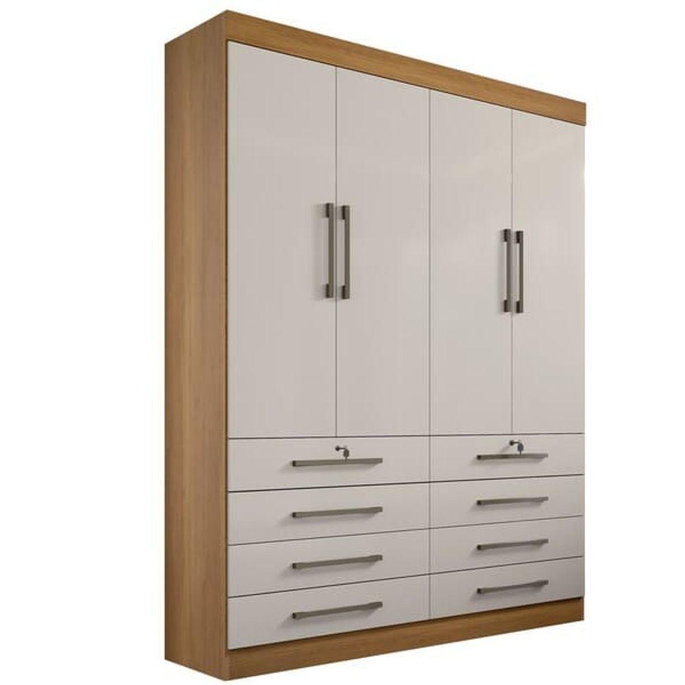 Guarda Roupa Solteiro 4 Portas 6 Gavetas - Mônaco-cinamomo-off White - Móveis D'doro - 1