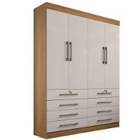 Guarda Roupa Solteiro 4 Portas 6 Gavetas - Mônaco-cinamomo-off White - Móveis D'doro - 1