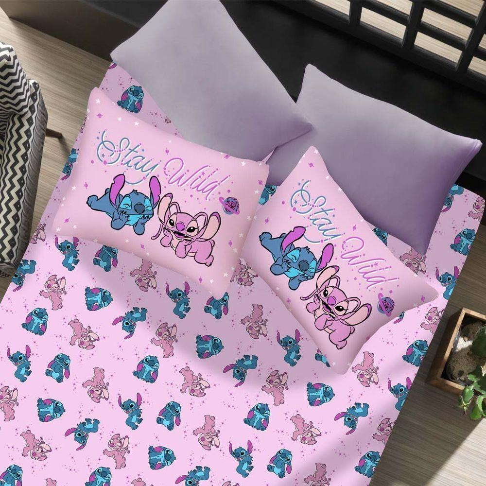 Jogo De Cama Solteiro 2 Pçs Stitch Disney 70% Algodão 30% Poliéster Stitch E Angel Love - 1