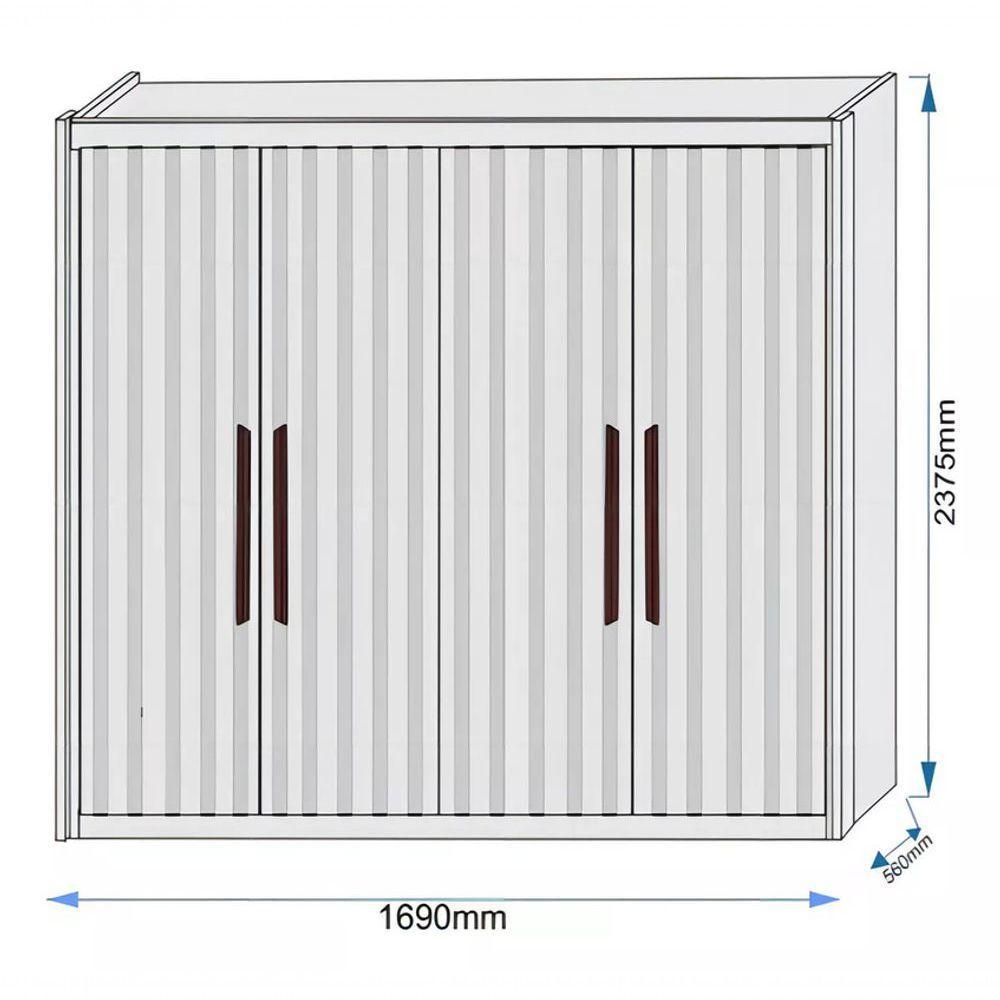 Guarda Roupa Solteiro Ripado 4 Portas 3 Gavetas - Potente-peroba - Móveis Europa - 4