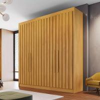 Guarda Roupa Solteiro Ripado 4 Portas 3 Gavetas - Potente-peroba - Móveis Europa - 1