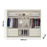 Guarda Roupa Ripado Com 3 Portas De Correr E Espelho Central - éden-off White - Móveis Europa - 3