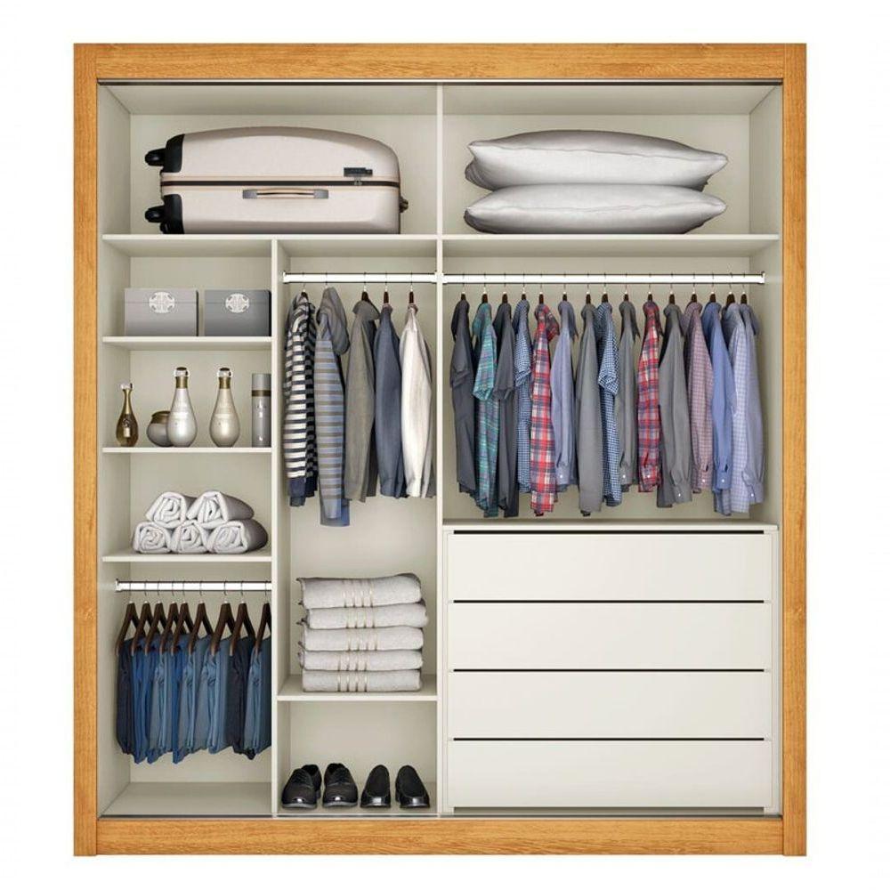 Guarda Roupa Solteiro Espelhado 2 Portas 4 Gavetas - Zurique-peroba - Móveis Europa - 2