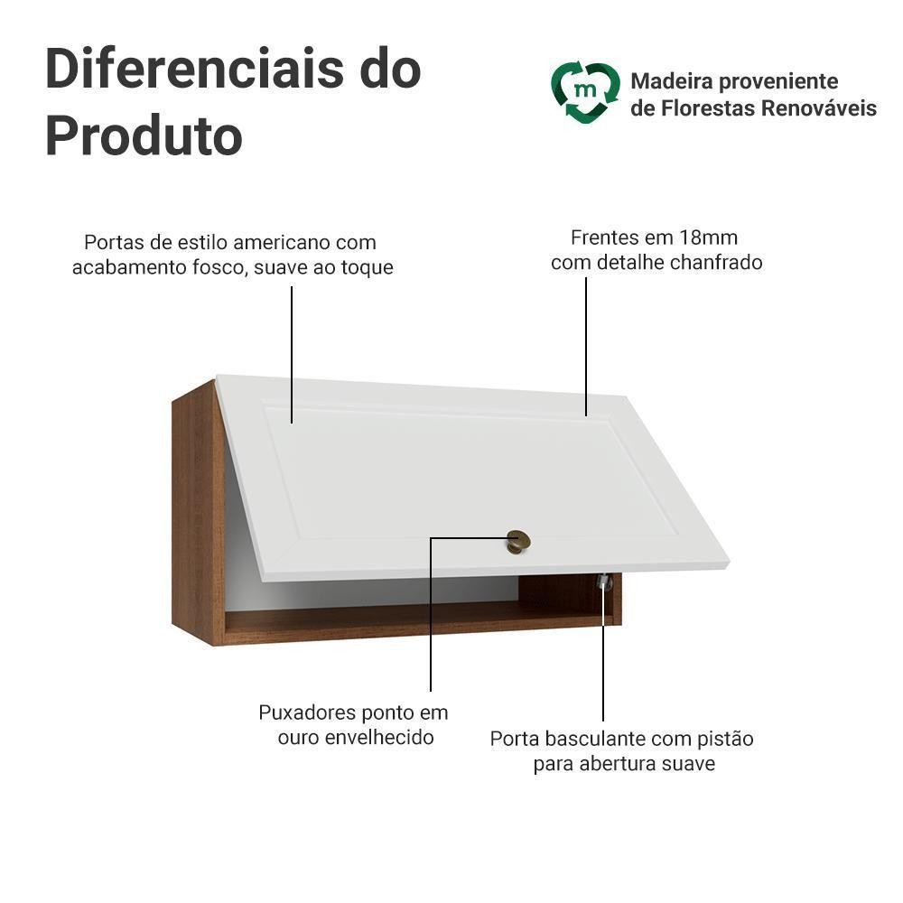 Armário Aéreo 60 Cm 1 Porta Basculante Vik Madesa Rustic/branco - 3