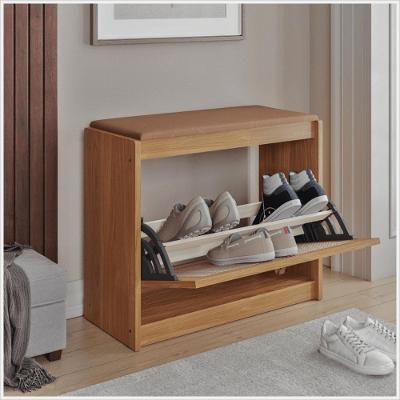 Banco Sapateira Plenitude Madeira Acento Almofadado Corino