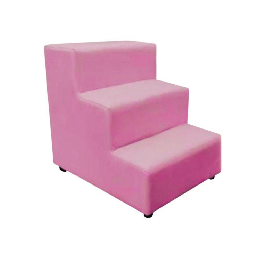 Escada Escadinha Pet Cachorro 3 Degraus Rampa Suede Premium Rosa - 3