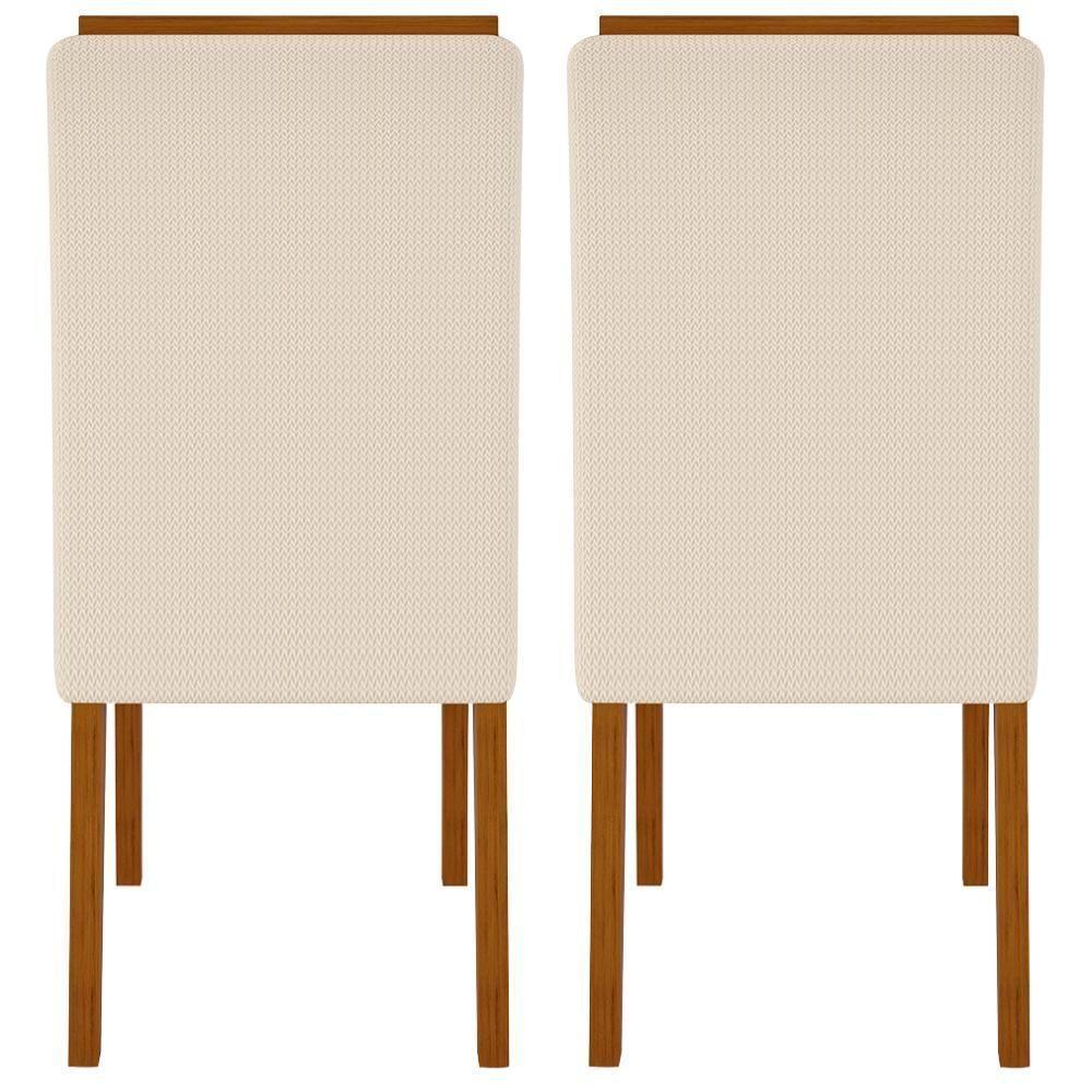 Kit 2 Cadeiras De Jantar Estofadas Yasmin Dj Moveis Linho Neve Freijo - 4