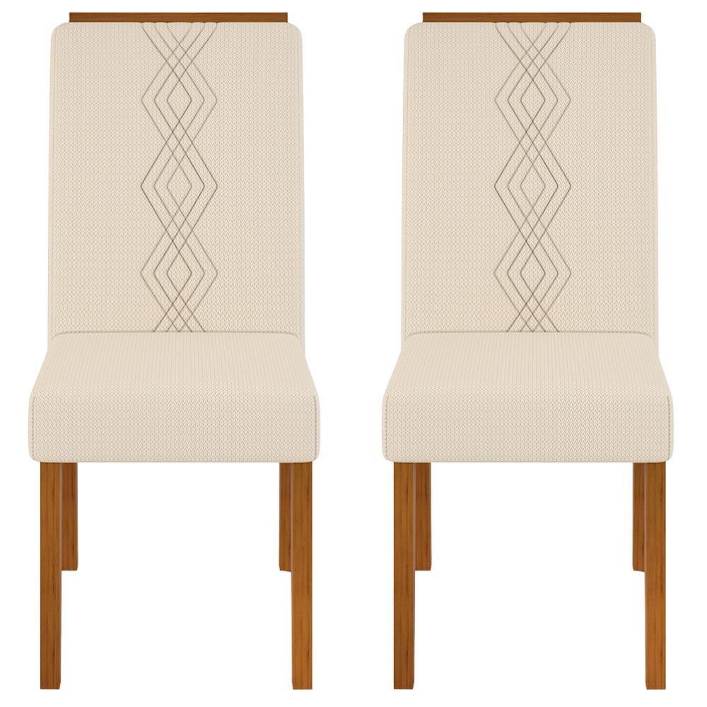 Kit 2 Cadeiras De Jantar Estofadas Yasmin Dj Moveis Linho Neve Freijo - 6