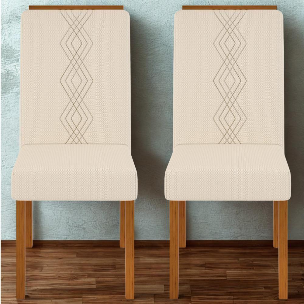 Kit 2 Cadeiras De Jantar Estofadas Yasmin Dj Moveis Linho Neve Freijo - 8