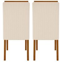 Kit 2 Cadeiras De Jantar Estofadas Yasmin Dj Moveis Linho Neve Freijo