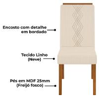 Kit 2 Cadeiras De Jantar Estofadas Yasmin Dj Moveis Linho Neve Freijo - 5