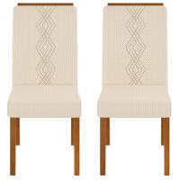 Kit 2 Cadeiras De Jantar Estofadas Yasmin Dj Moveis Linho Neve Freijo - 6