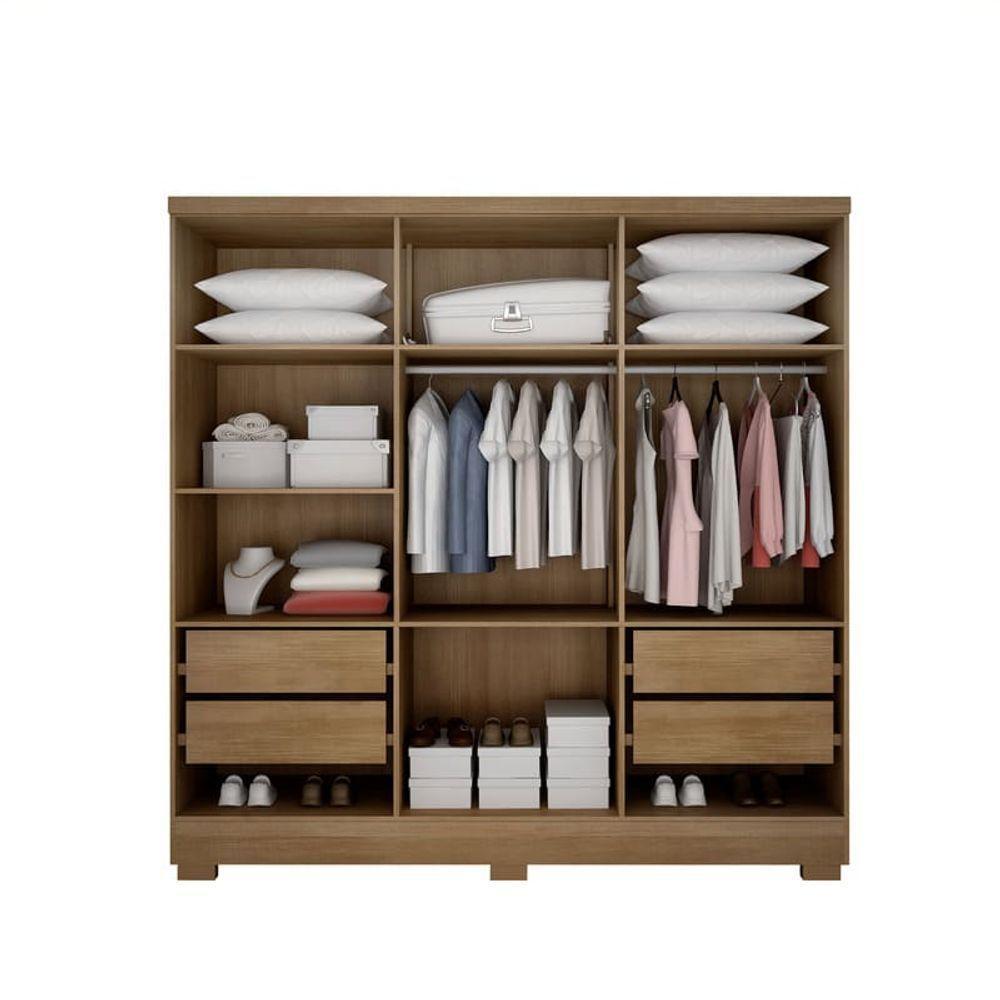 Guarda Roupa Solteiro Com Pés 6 Portas 4 Gavetas - Milly-cumaru Off White - Móveis Novo Horizonte - 3