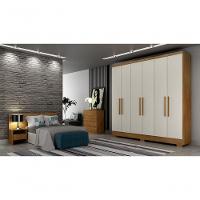 Guarda Roupa Solteiro Com Pés 6 Portas 4 Gavetas - Milly-cumaru Off White - Móveis Novo Horizonte - 1