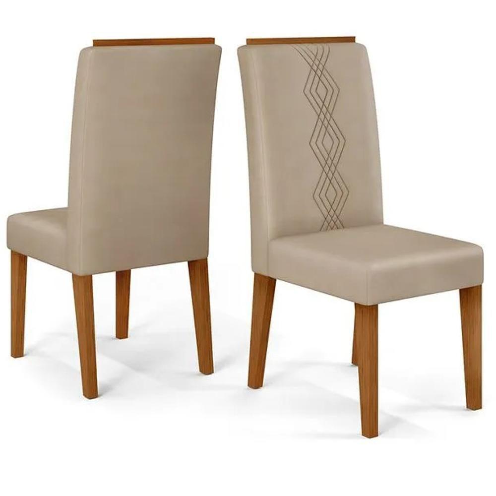Kit 2 Cadeiras De Jantar Estofadas Yasmin Dj Moveis Veludo Kraft Freijo - 1