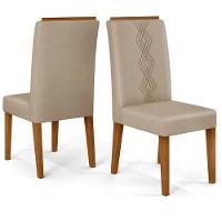 Kit 2 Cadeiras De Jantar Estofadas Yasmin Dj Moveis Veludo Kraft Freijo - 1