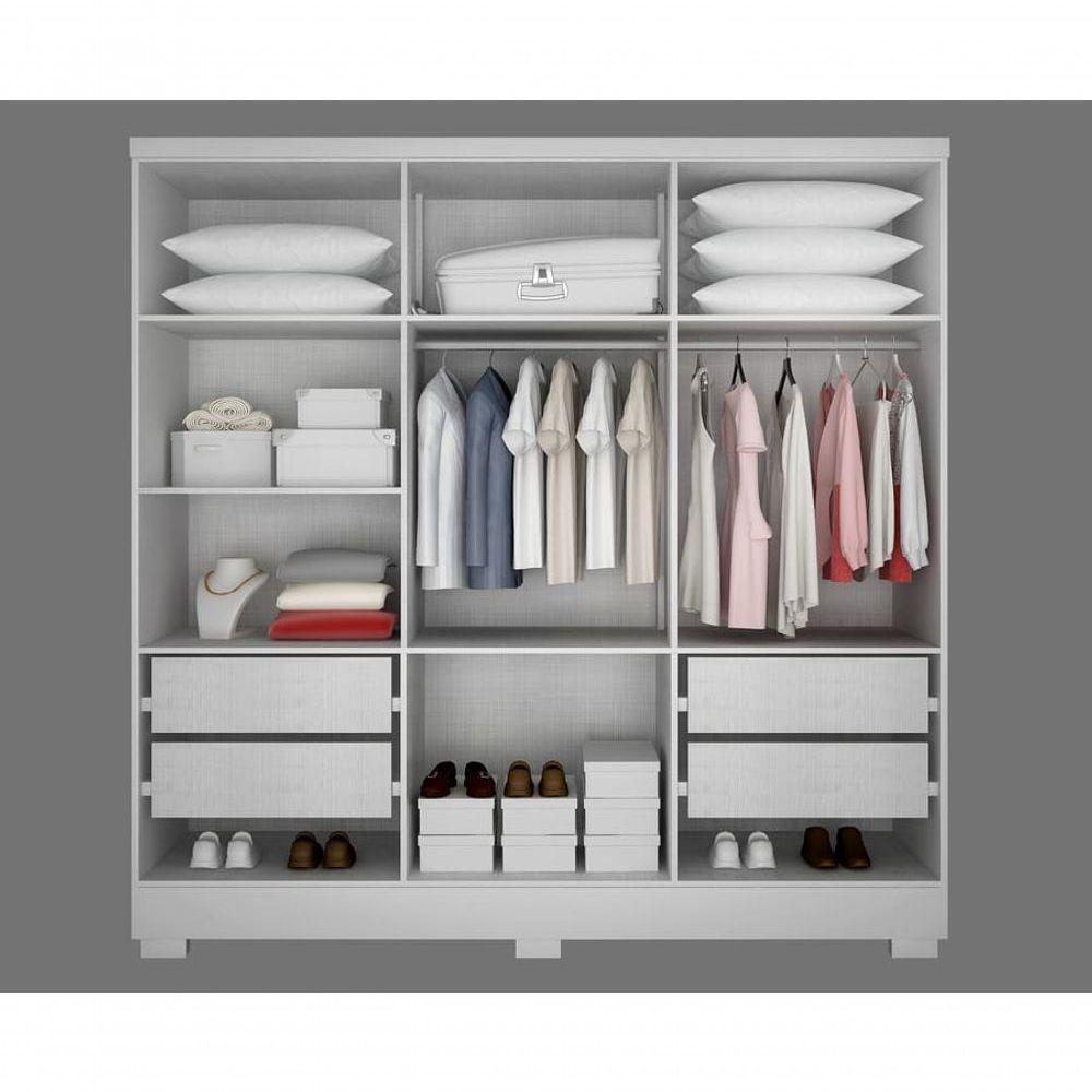Guarda Roupa Solteiro Com Pés 6 Portas 4 Gavetas - Veneza-branco - Móveis Novo Horizonte - 3