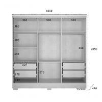 Guarda Roupa Solteiro Com Pés 6 Portas 4 Gavetas - Veneza-branco - Móveis Novo Horizonte - 4