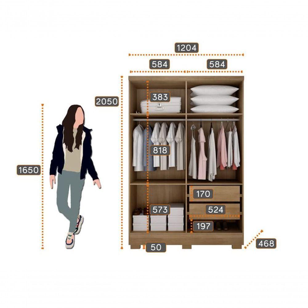 Guarda Roupa Solteiro Com Pés 4 Portas 2 Gavetas - Milly-cumaru - Móveis Novo Horizonte - 5