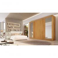 Guarda Roupa Casal Com Espelho 3 Portas 6 Gavetas - Vitoria-peroba - Móveis Europa - 1