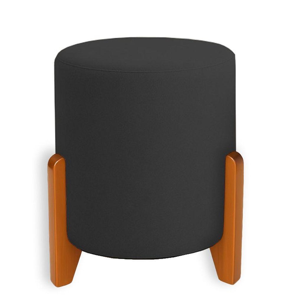 Puff Orgânico Boucle Thor Com Pés De Madeira Preto - 1