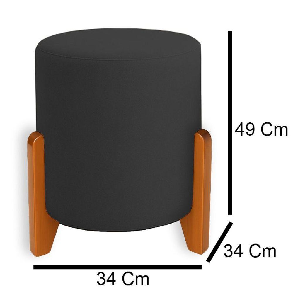 Puff Orgânico Boucle Thor Com Pés De Madeira Preto - 4