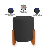 Puff Orgânico Boucle Thor Com Pés De Madeira Preto - 3