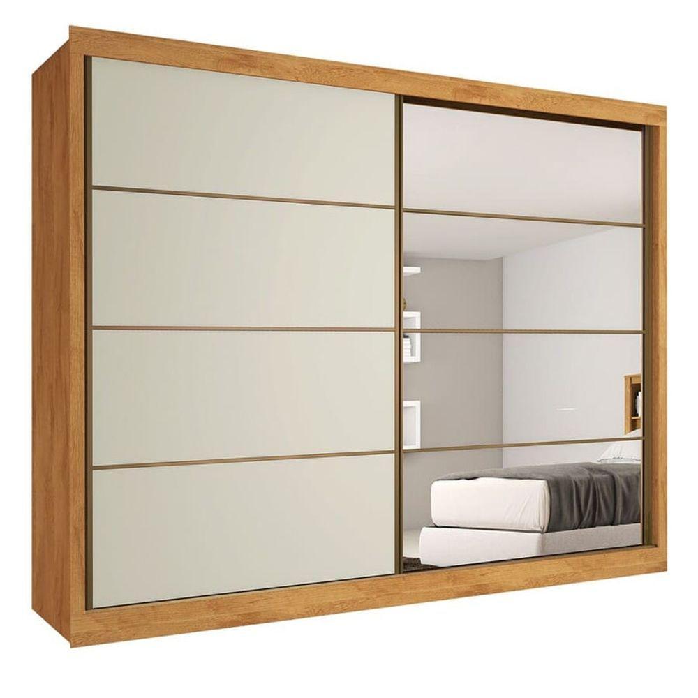 Guarda Roupa Casal Com Espelho 2 Portas 6 Gavetas - Sevilha-peroba-off White - Made Marcs - 2