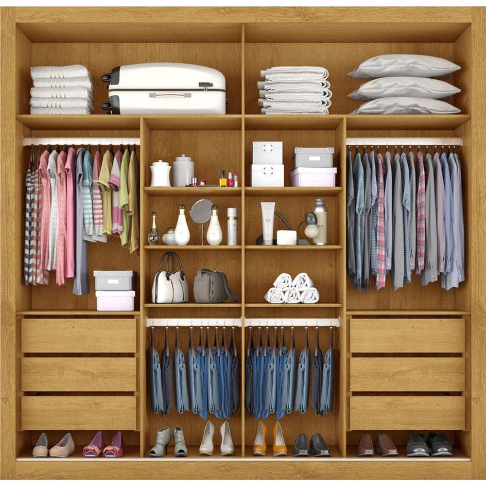 Guarda Roupa Casal Com Espelho 2 Portas 6 Gavetas - Sevilha-peroba-off White - Made Marcs - 3