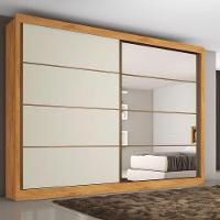 Guarda Roupa Casal Com Espelho 2 Portas 6 Gavetas - Sevilha-peroba-off White - Made Marcs - 1