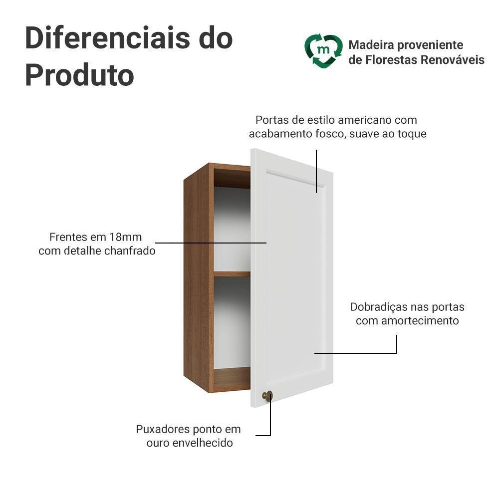 Armário Aéreo 40 Cm 1 Porta Vik Madesa Rustic/branco - 3