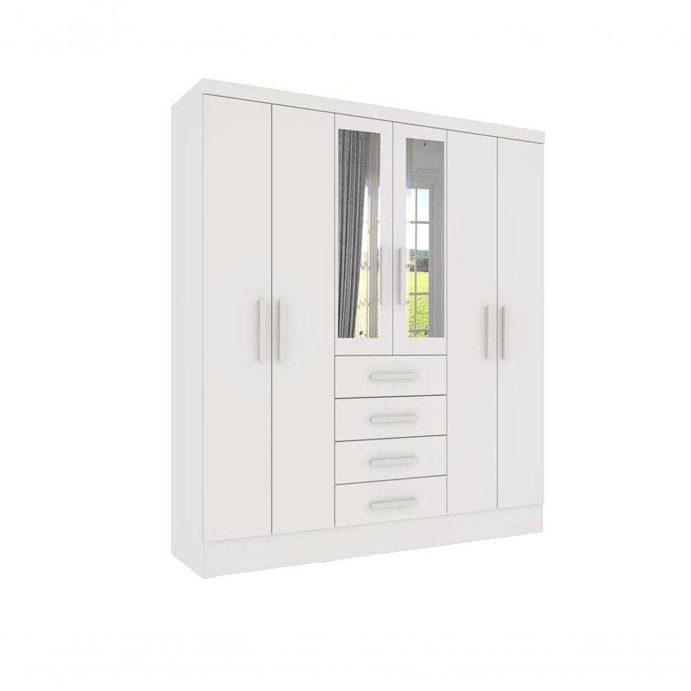 Guarda Roupa Casal Com Espelho 6 Portas 4 Gavetas - Arizona-neve - Tcil Móveis - 2