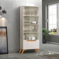 Cristaleira 2 Portas De Vidro E 1 Gaveta - Atenas-off White - Mavau Móveis - 1