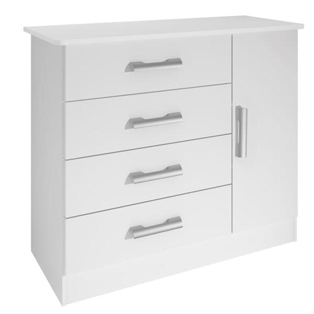 Cômoda Para Quarto 1 Porta 4 Gavetas - Firenze-branco - Móveis D'doro - 2