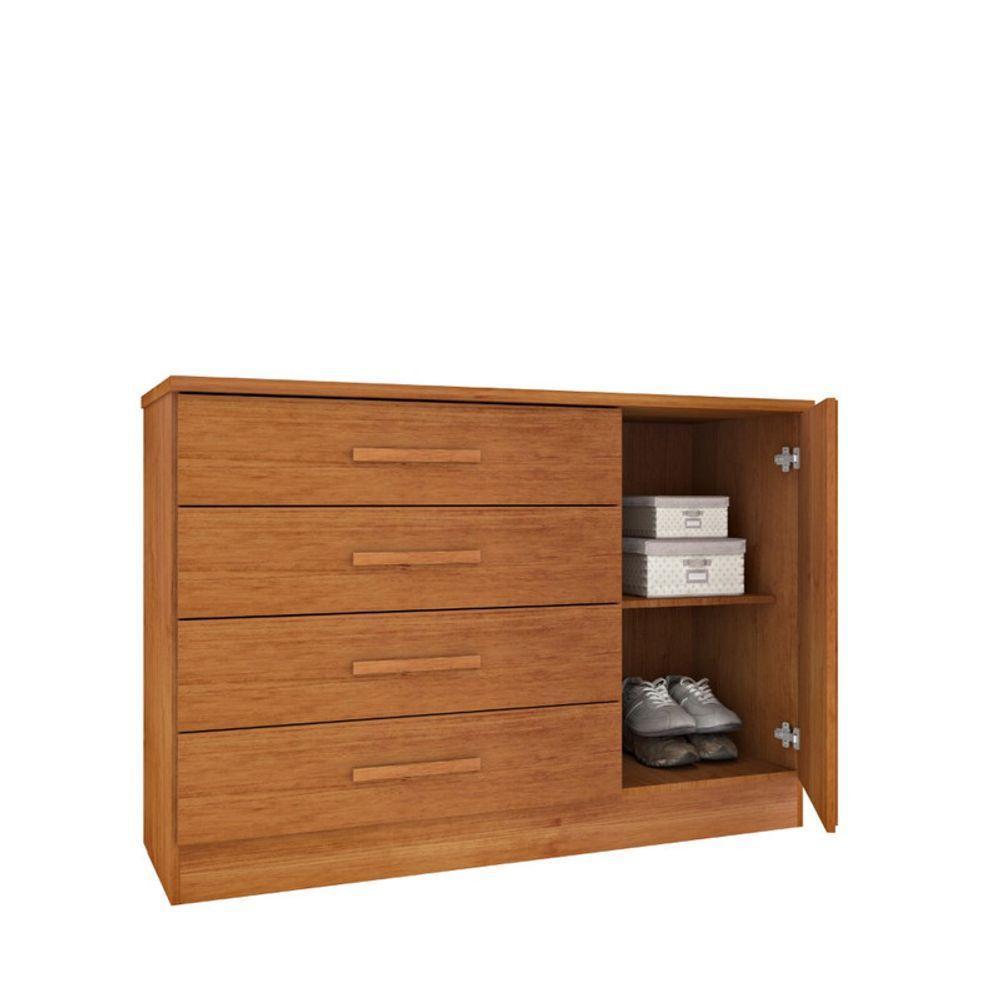 Cômoda Para Quarto Ripada 1 Portas 4 Gavetas - Barcelona-cinamomo - Tcil Móveis - 3