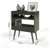 Aparador Café Brisa Adega Suporte Para Taças E Vinhos C/ Pés Em Madeira Pinus Canela - 3