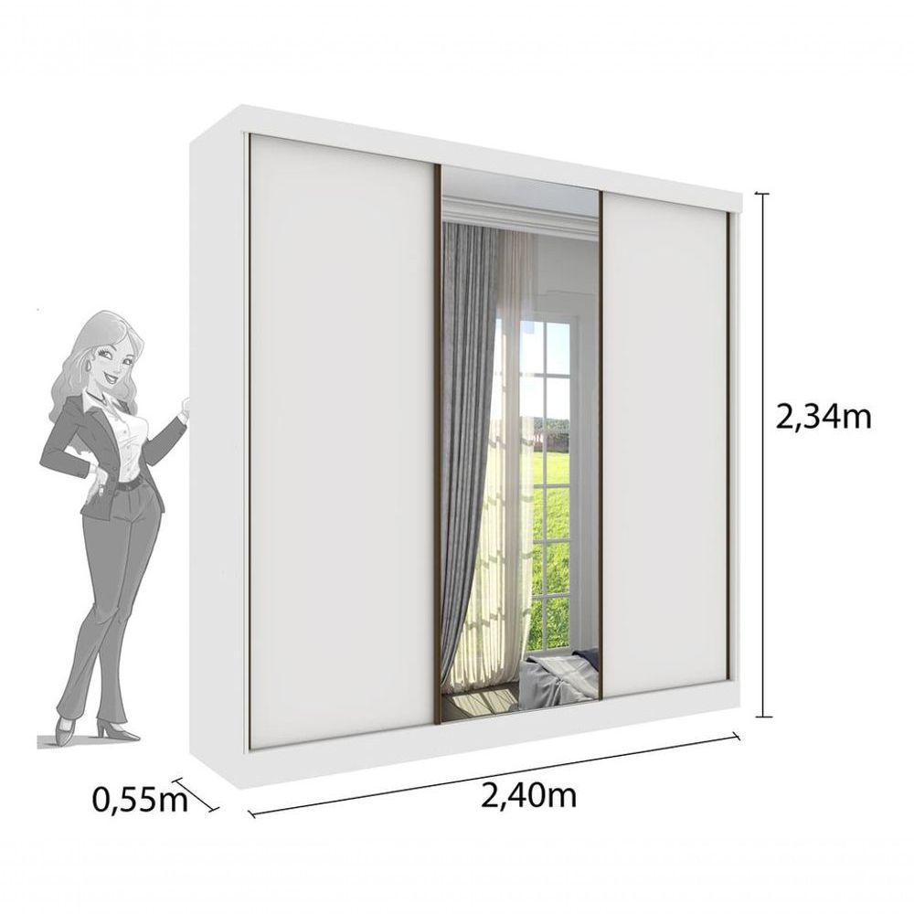 Guarda Roupa Casal Com Espelho 3 Portas 4 Gavetas - Dacar-neve - Tcil Móveis - 2