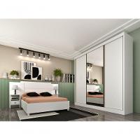 Guarda Roupa Casal Com Espelho 3 Portas 4 Gavetas - Dacar-neve - Tcil Móveis - 1